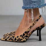 Annelise - Khaki Leopard Print Pointed Toe Heels