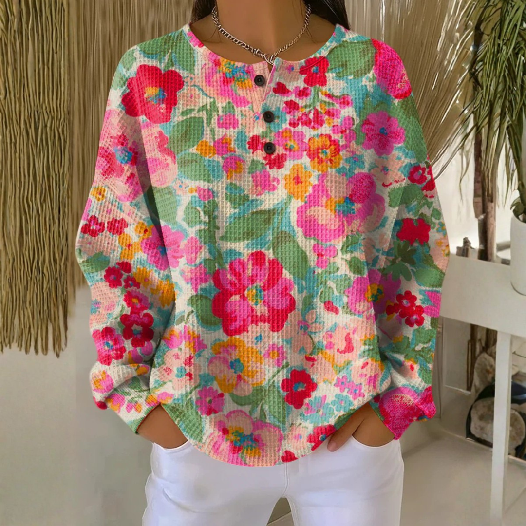 Amira - Soft Sweater with Colorful Flowers