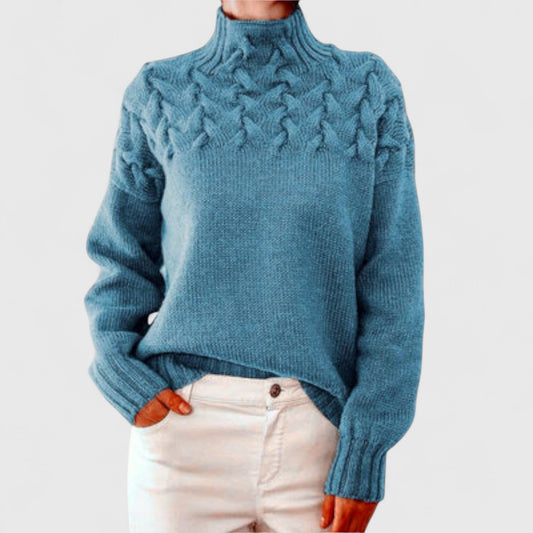 Elizabeth - Women's Sweater with Cable Knit Detail