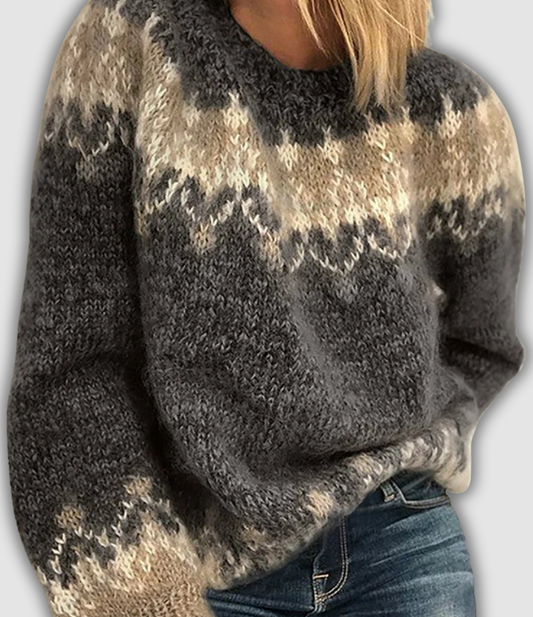 Beatrice - Vintage Icelandic Pattern Knit Sweater