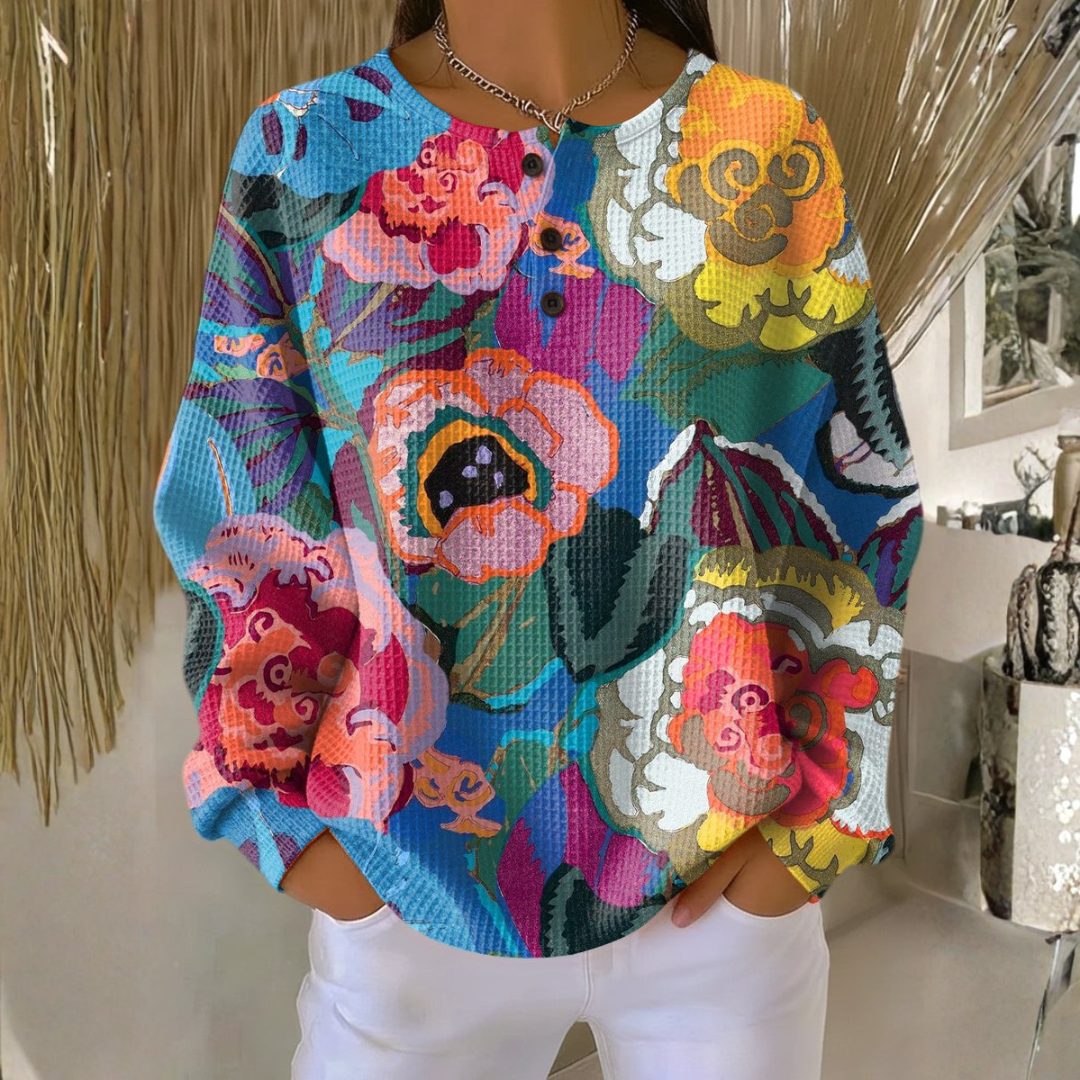 Amara - Sweater with Large Colorful Flowers