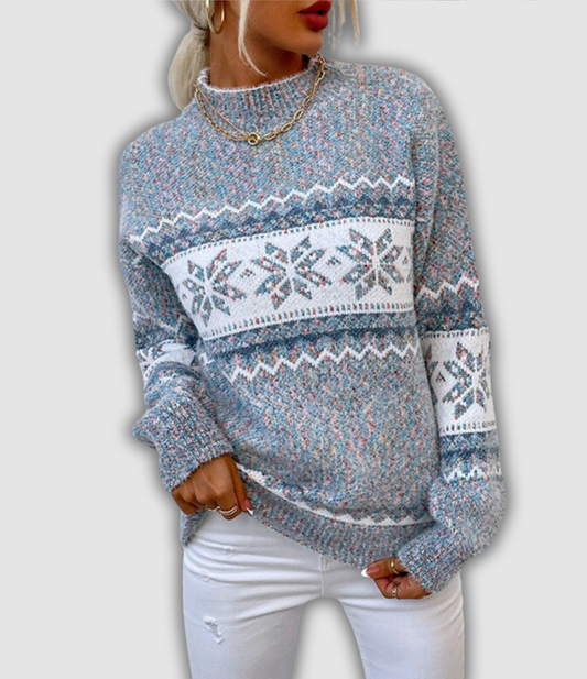 Giselle - Arctic Blue Snowflake Knit for Winter Warmth