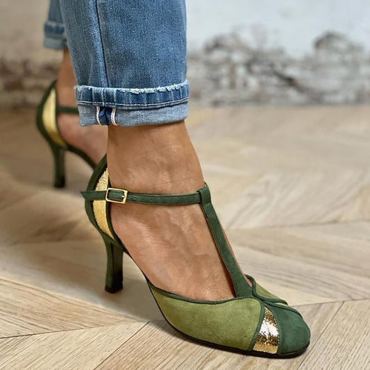 Alicia - Patchwork Neckline Heels